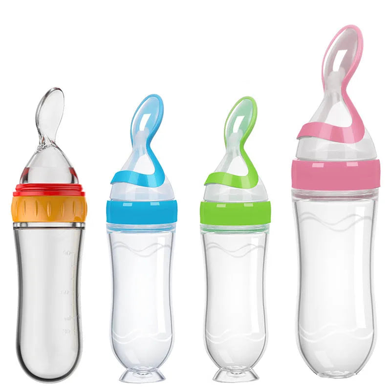 Baby Silicone Feeding Bottle & Training Spoon Set