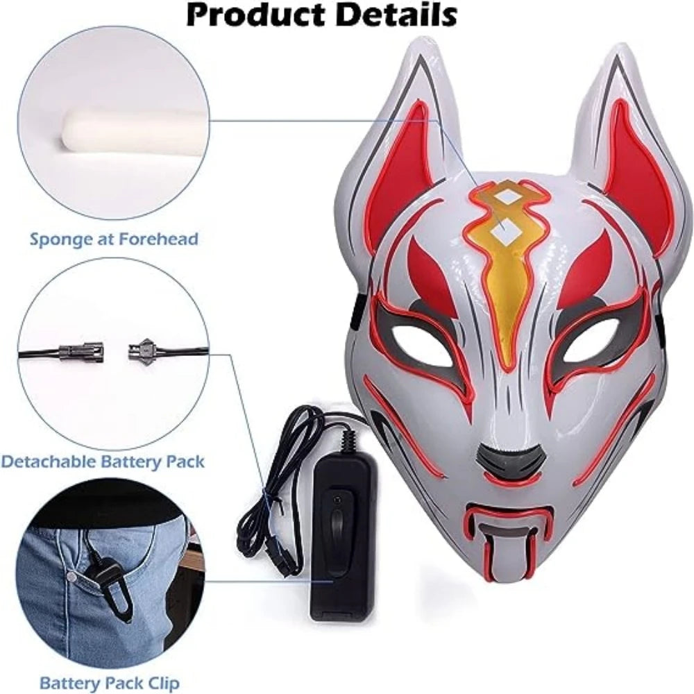 LED Light Up Fox Halloween Mask