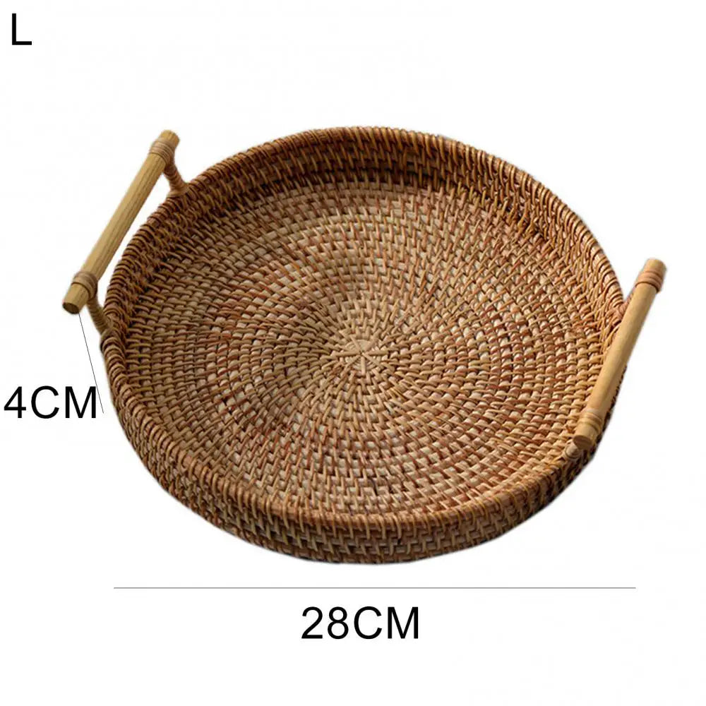 Handwoven Rattan Round Tray