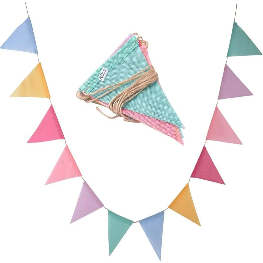 Colorful Jute Linen Birthday Bunting Garland