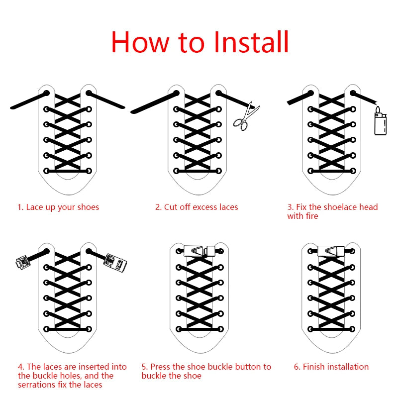 No Tie Shoelace Press Locks - Convenient Elastic Laces