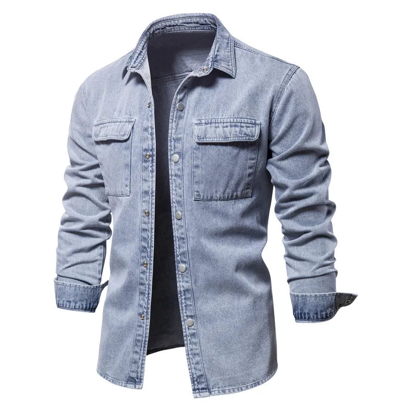 High-Quality 100% Cotton Denim Men's Shirt