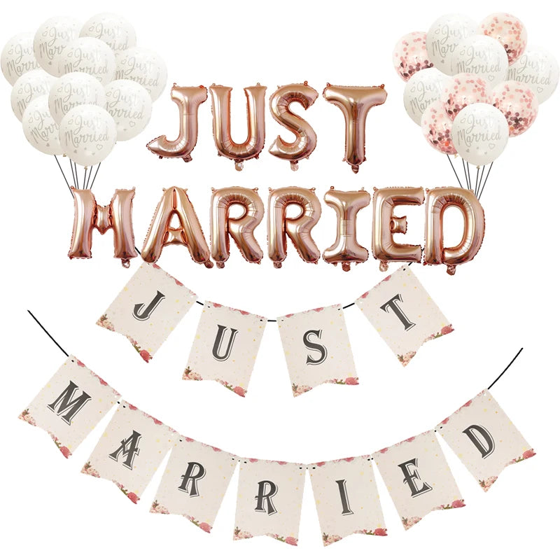 Just Married Confetti Balloon Set