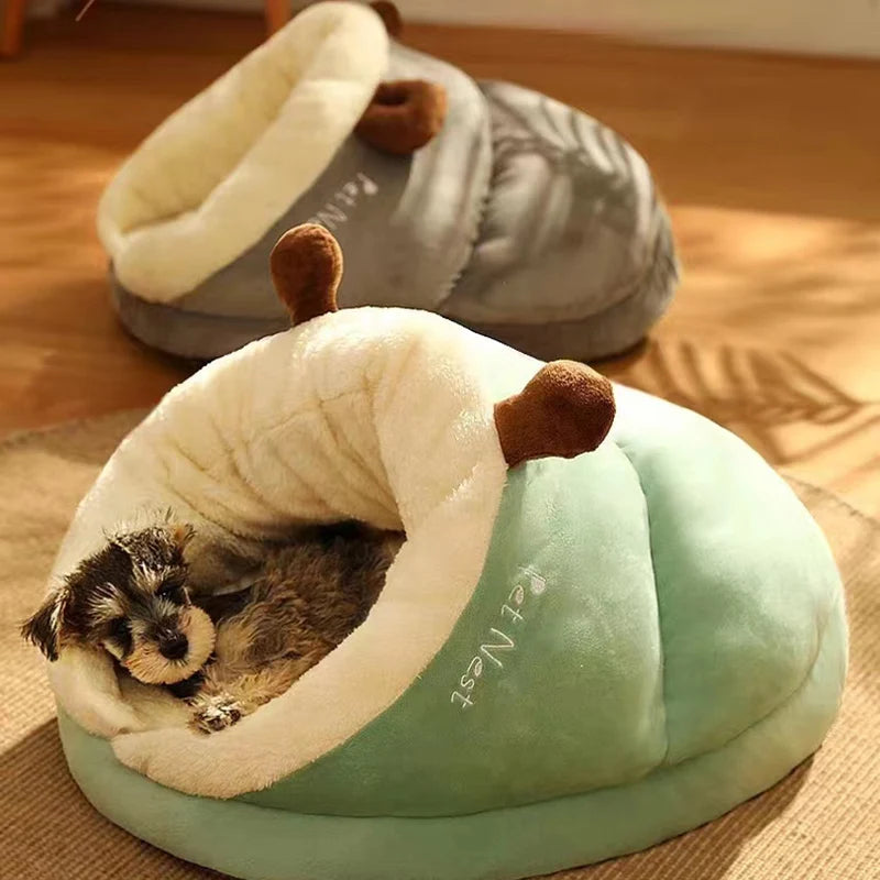 Breathable Small Dog Kennel Bed - Cute Slippers Shaped Pet House