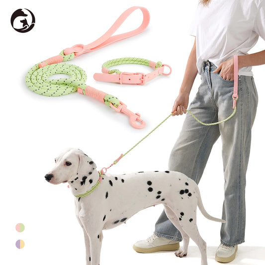 Reflective Nylon Dog Collar & Leash Set