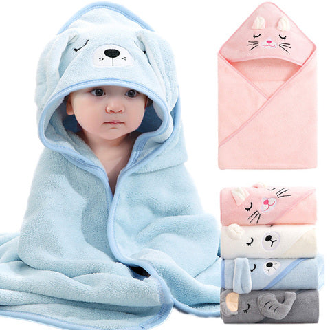 Soft Cartoon Animal Baby Hooded Towel