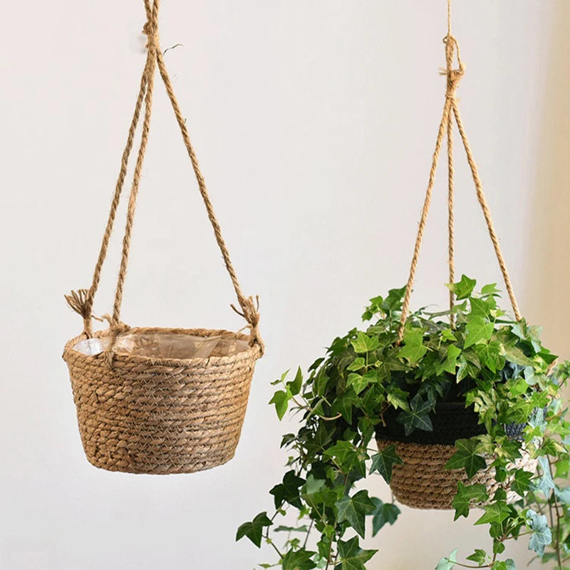 Handmade Rattan Hanging Plant Basket