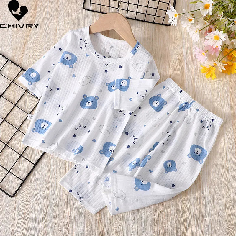 Kids Summer Cartoon Pajamas Set