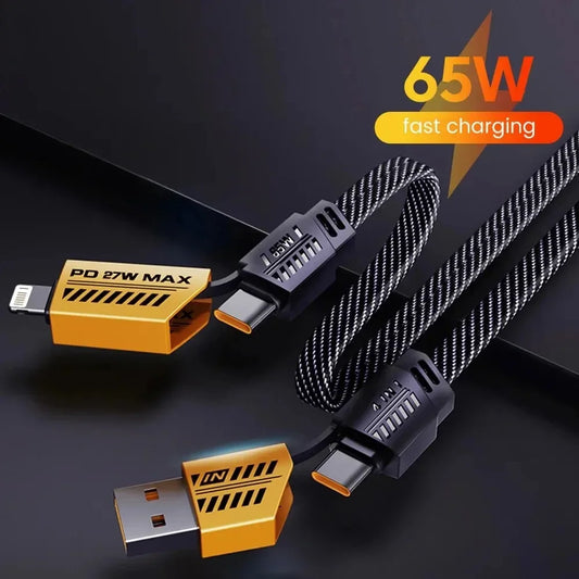 4-in-1 Fast Charging Cable PD 65W Type C & Lightning