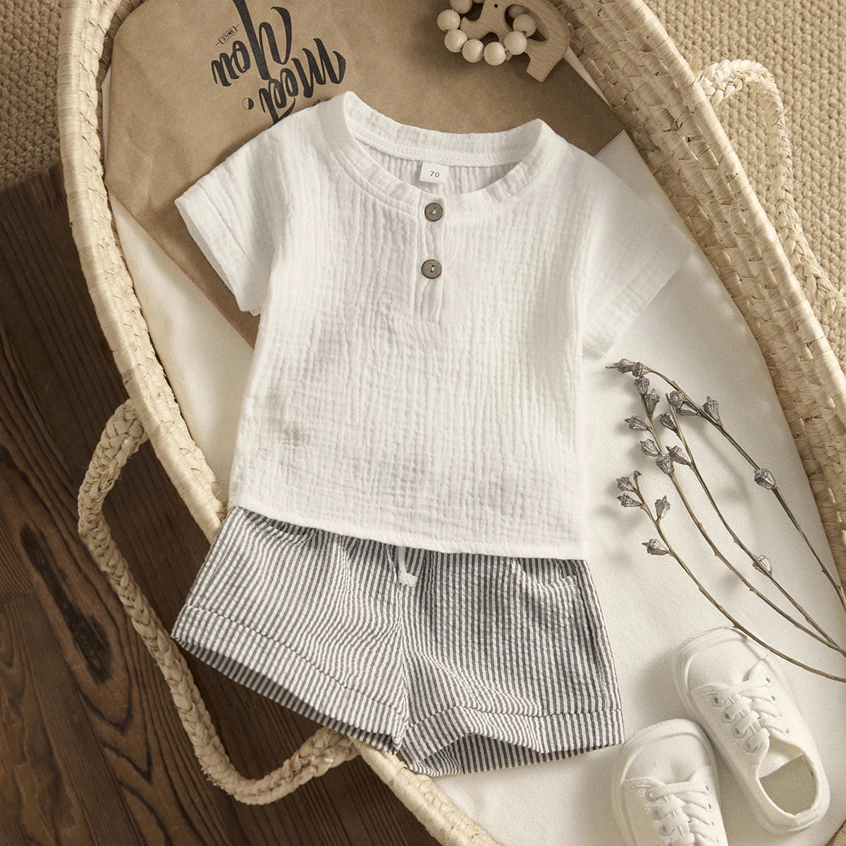 Ma&Baby 0-3Y Striped Top Shorts Set