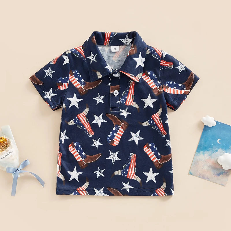 Independence Day Boys Cow Head T-Shirts