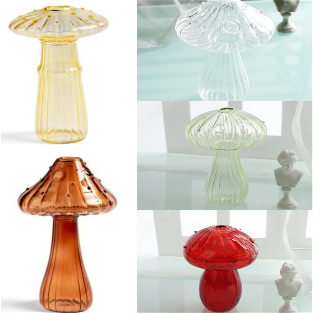 5-Pc Colored Mushroom Glass Vase Set