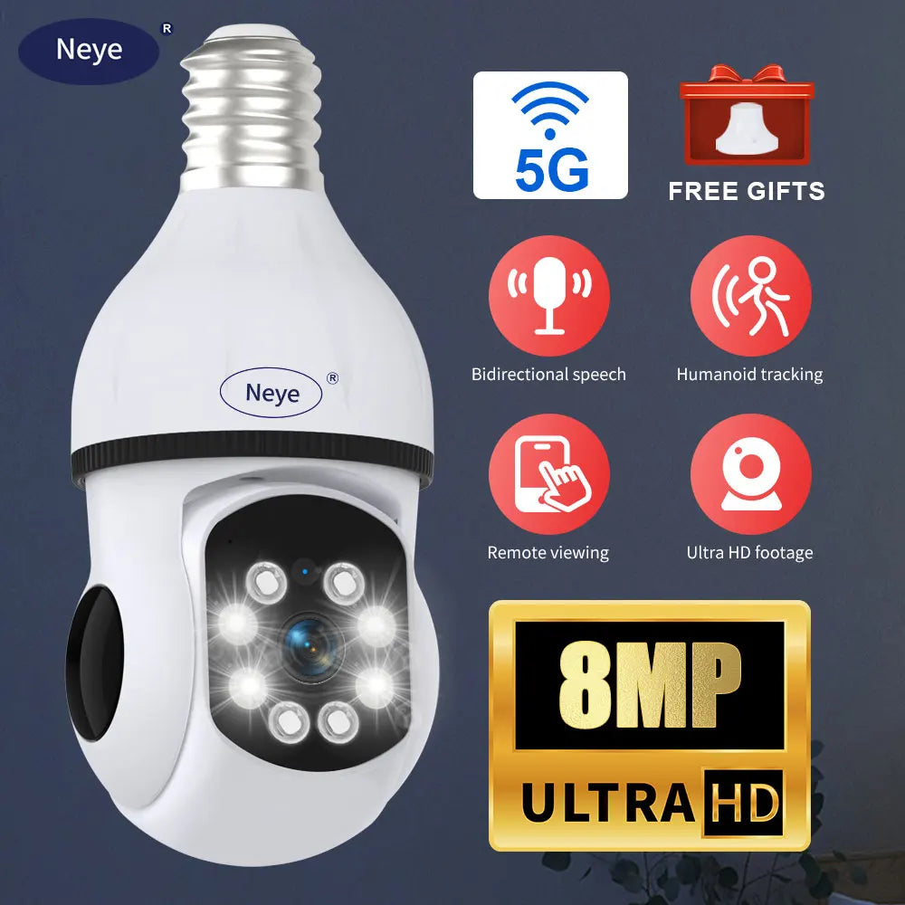 Neye 8MP 4K WiFi Bulb Safety Camera