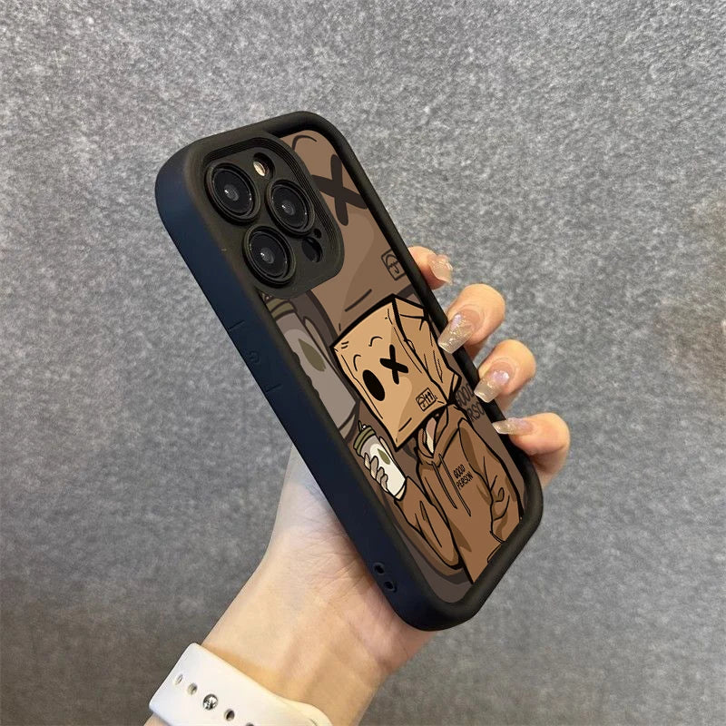 Cartoon Box Man Silicone Phone Case