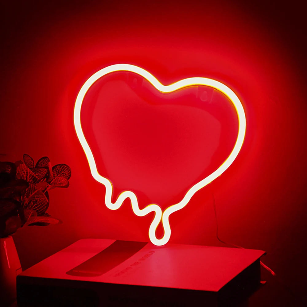 USB/Battery LED Neon Heart Sign