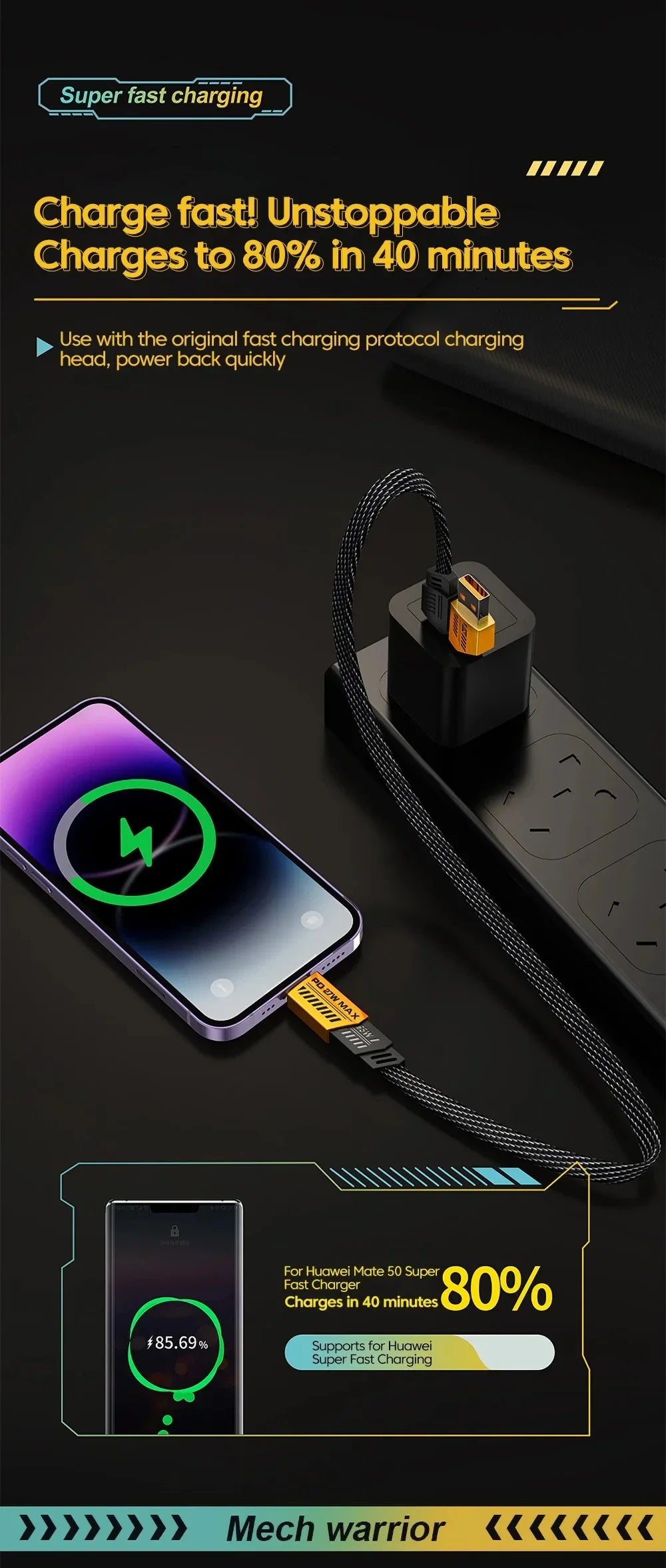 4-in-1 Fast Charging Cable PD 65W Type C & Lightning