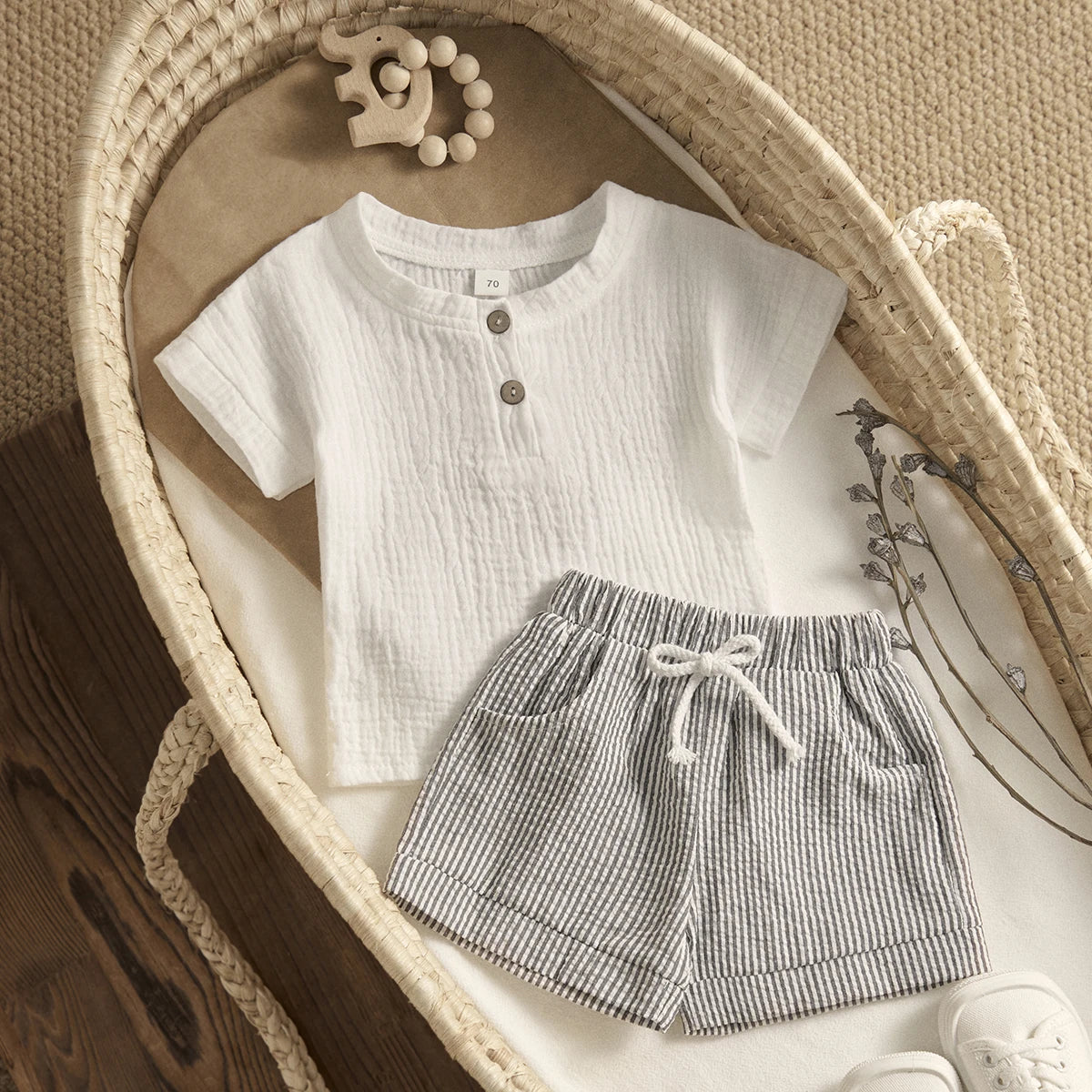 Ma&Baby 0-3Y Striped Top Shorts Set