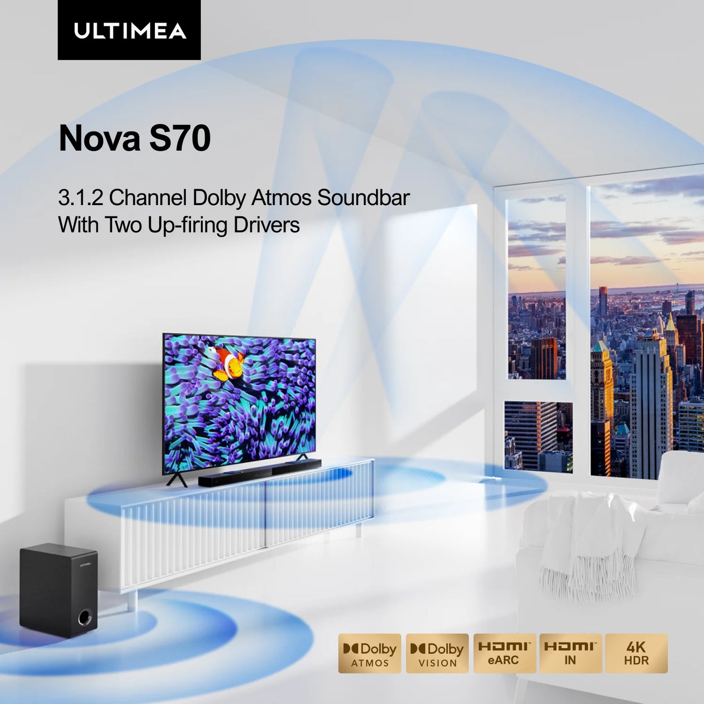 ULTIMEA Nova S70 3.1.2ch Dolby Atmos Sound Bar