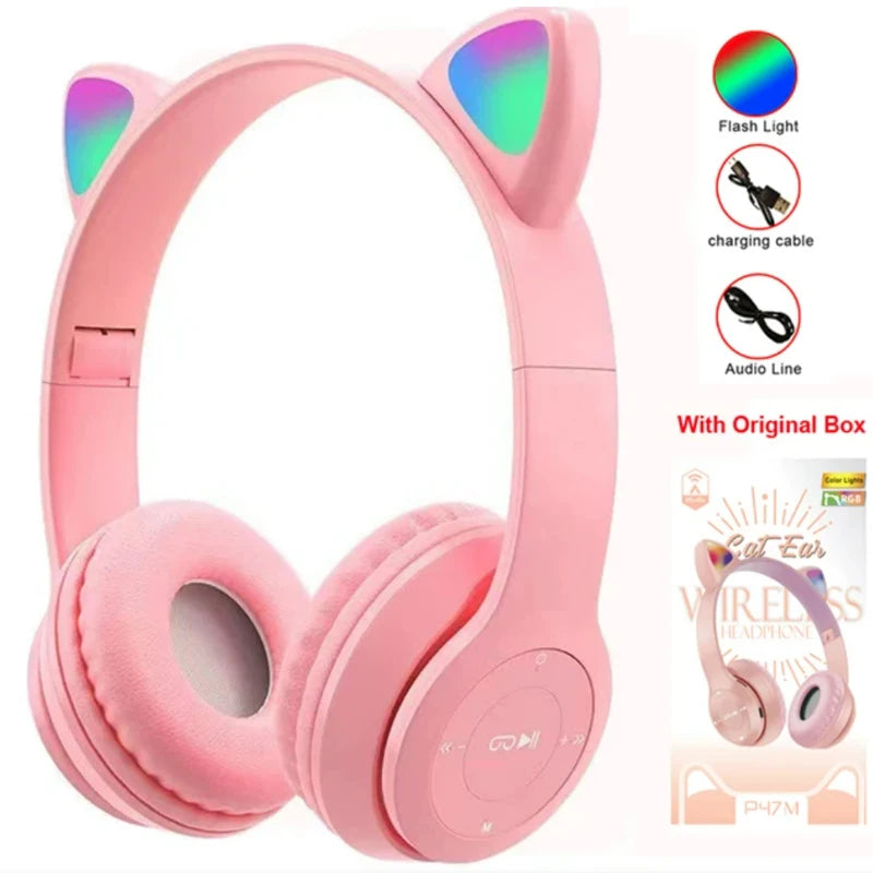 Cat Ear Bluetooth Headphones with Glow Light