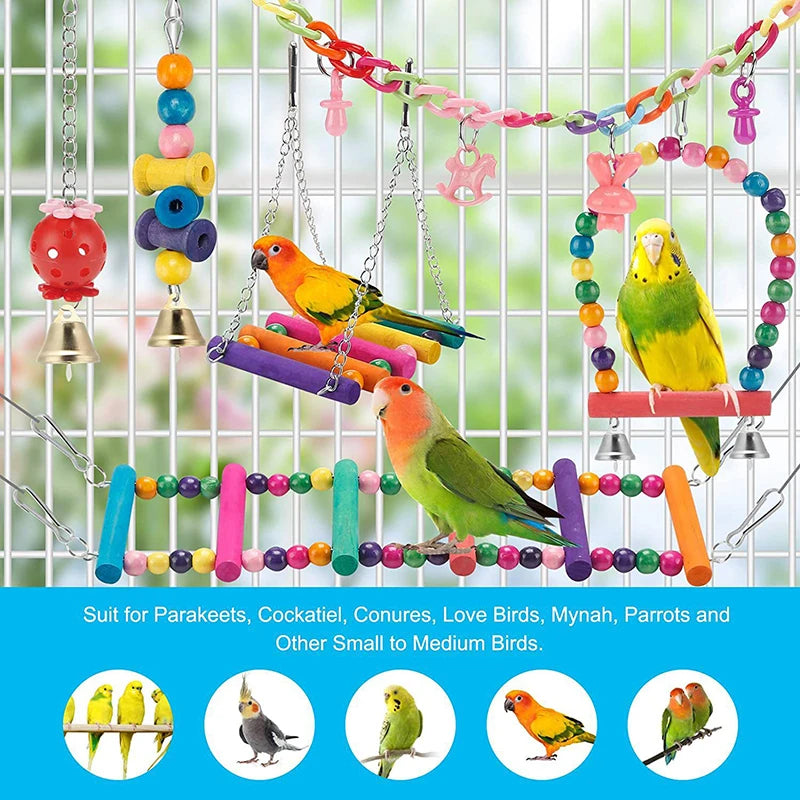 11pcs Parrot Bird Cage Toys