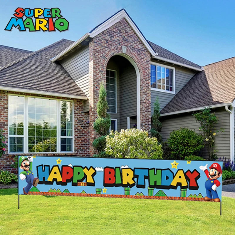 Super Mario Birthday Banner - Fun Party Decor