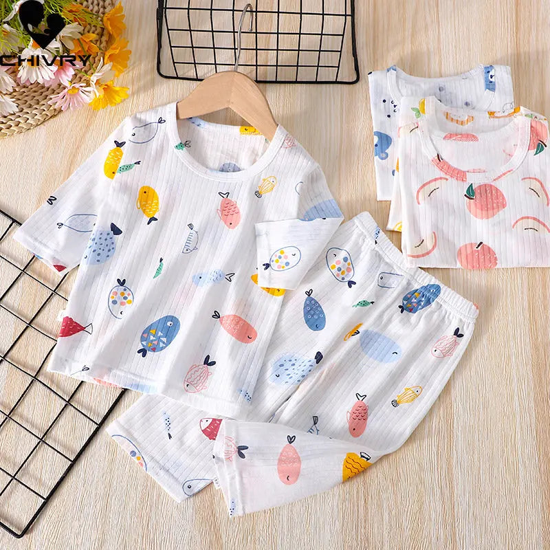 Kids Summer Cartoon Pajamas Set