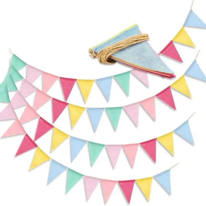 Colorful Jute Linen Party Bunting Banners