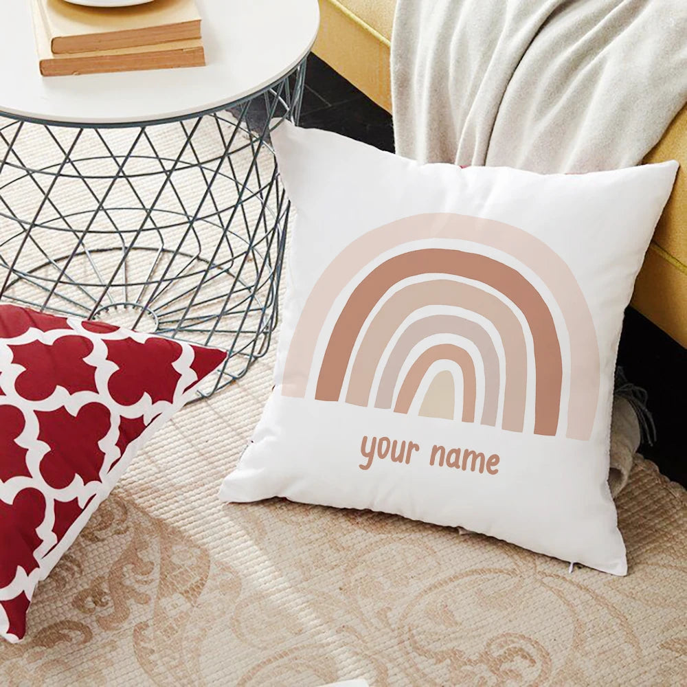 Personalized Rainbow Print Cushion Cover