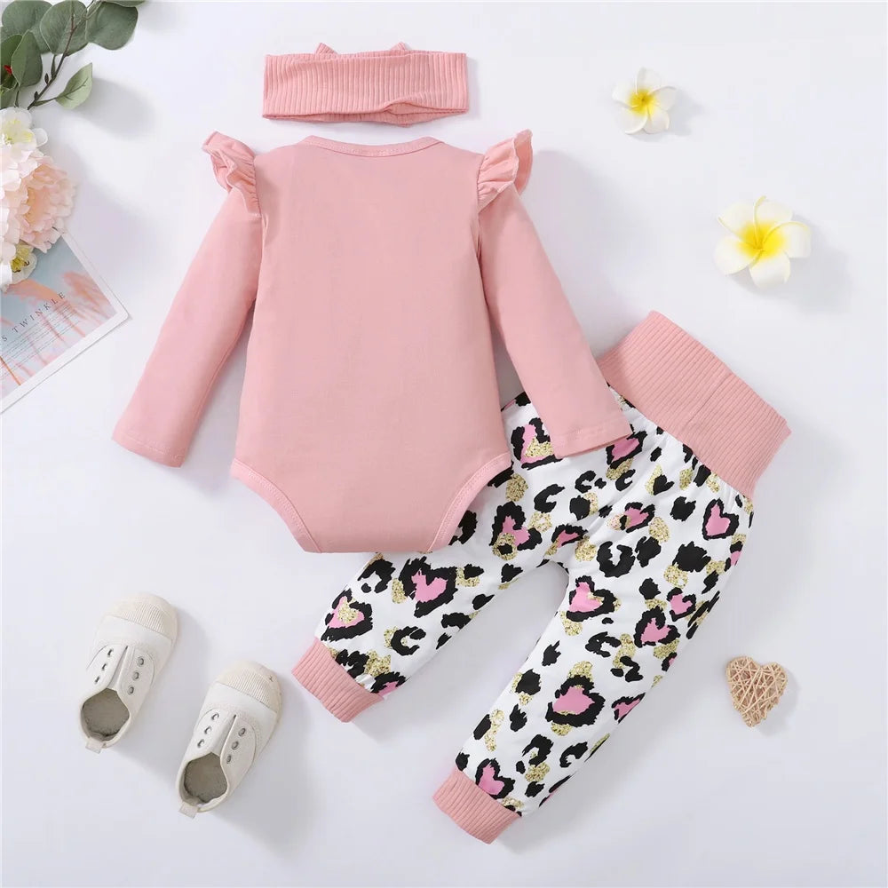 3PCS Newborn Baby Girl Daily Clothes Set