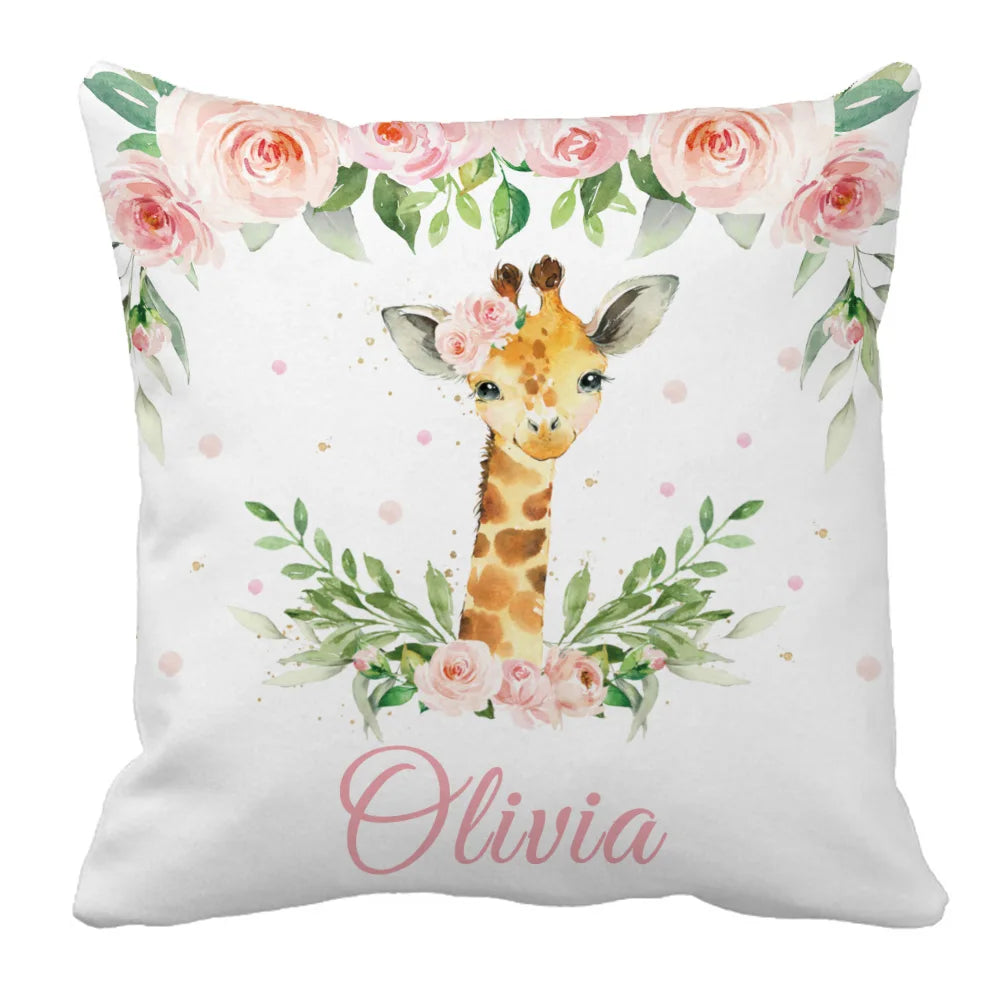 Custom Giraffe Jungle Pink Bedding Set