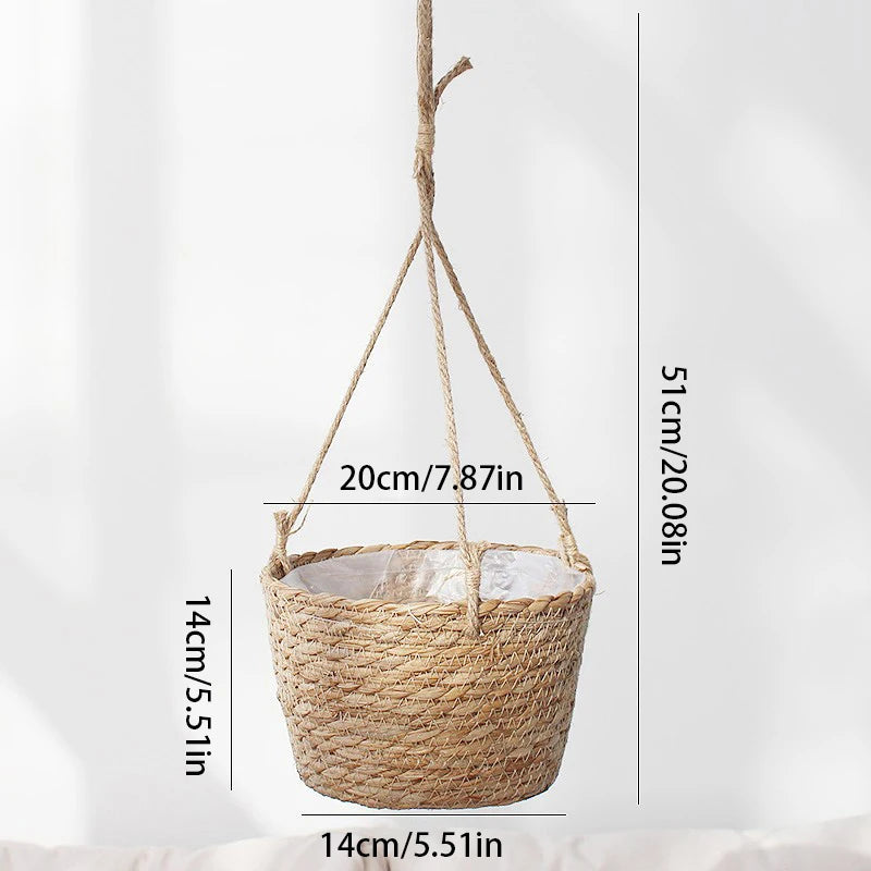 Handmade Rattan Hanging Plant Basket