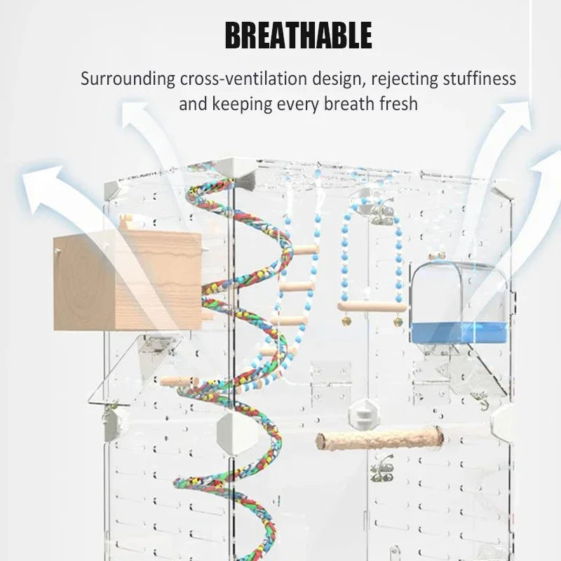 Transparent Birds Cage Acrylic Parrot House