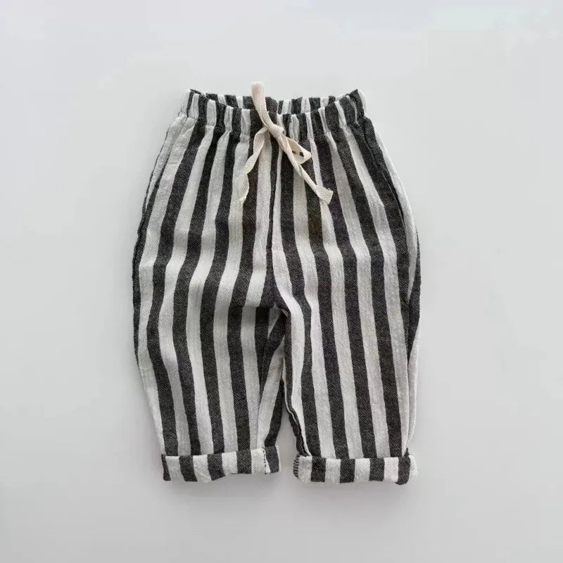 Vintage Linen Cotton Kids Stripe Pants