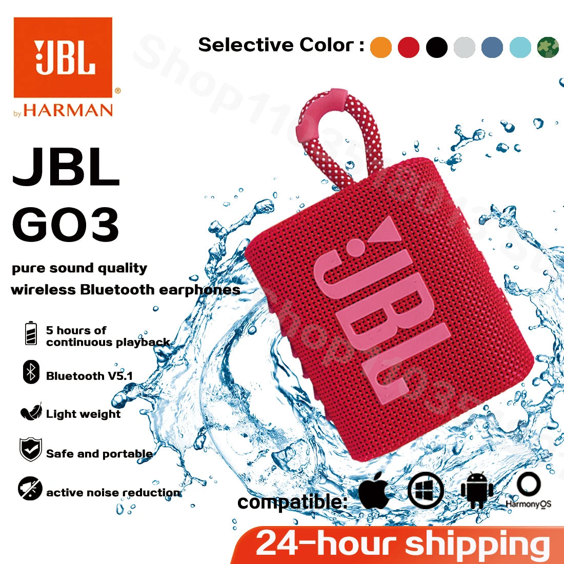 JBL GO 3 Waterproof Bluetooth Speaker