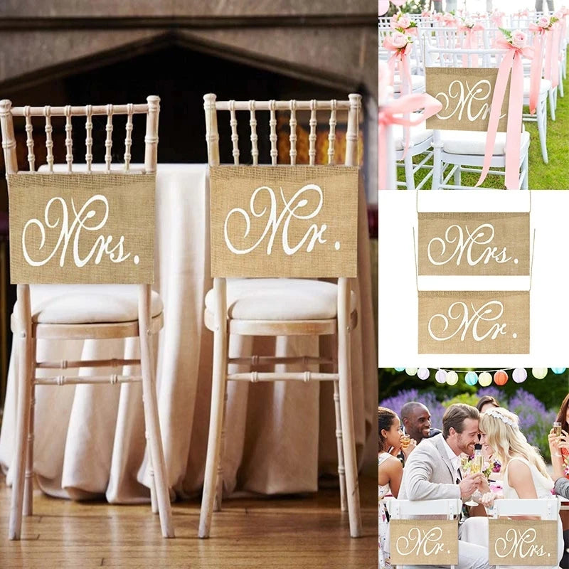 Romantic Mr. & Mrs. Chair Banners