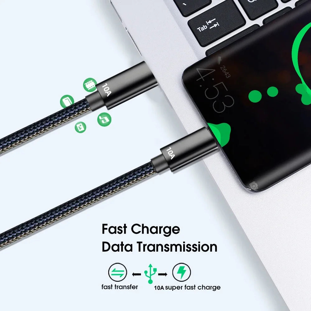 10A Fast Charging USB C Cable for iPhone Samsung Huawei