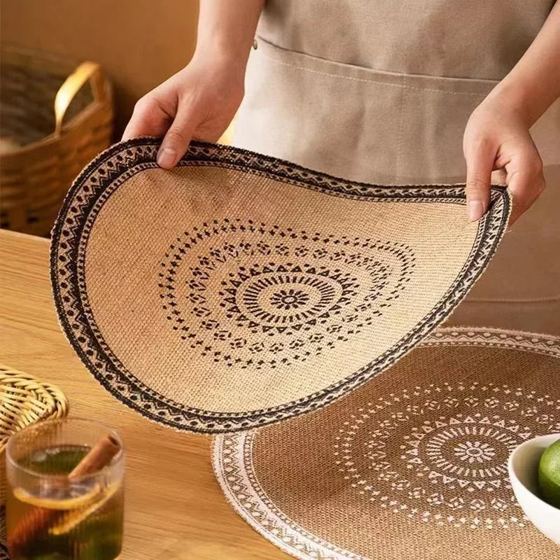 Jute Round Placemat Set - Non-Slip Dining Table Mats