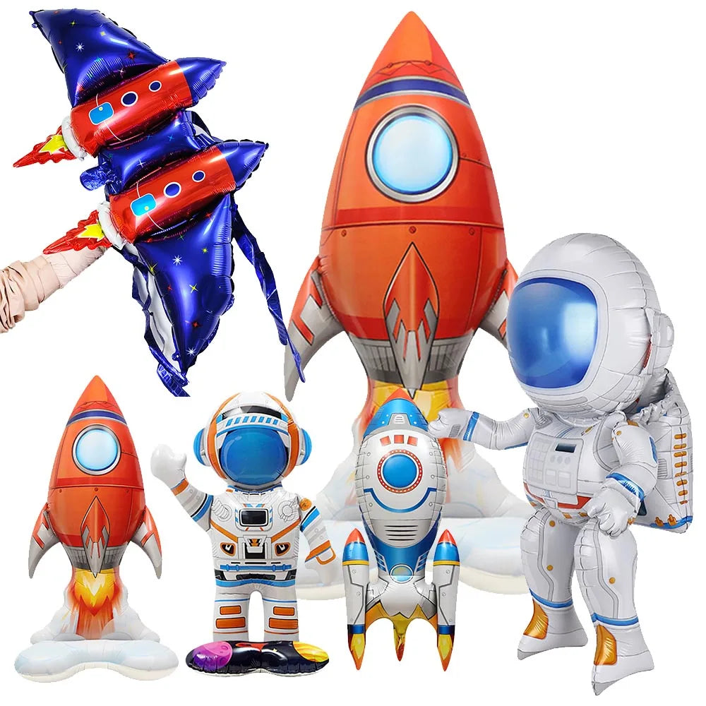 Rocket Astronaut Helium Balloons - Space Theme Party Decor