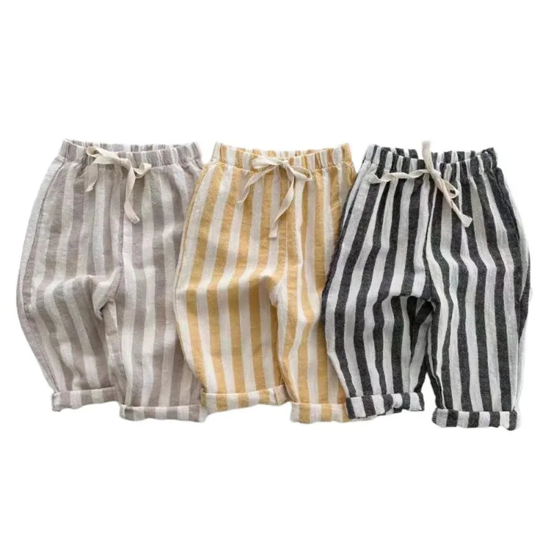 Vintage Linen Cotton Kids Stripe Pants