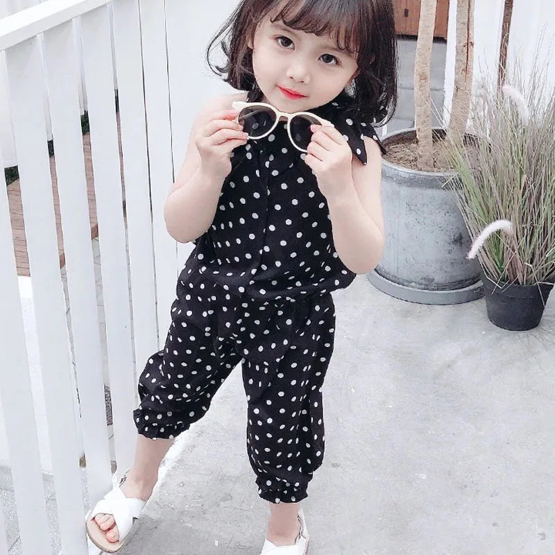 Summer Baby Girls Polka Dot Clothing Set