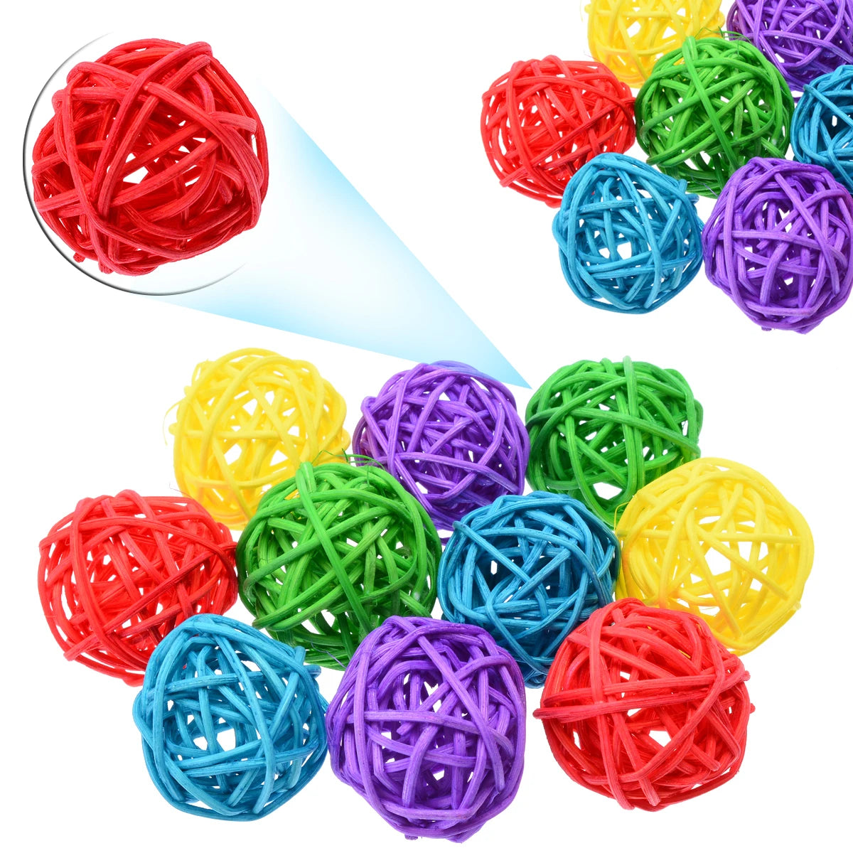 10PCS Multicolor Pet Bird Chewing Toy Balls