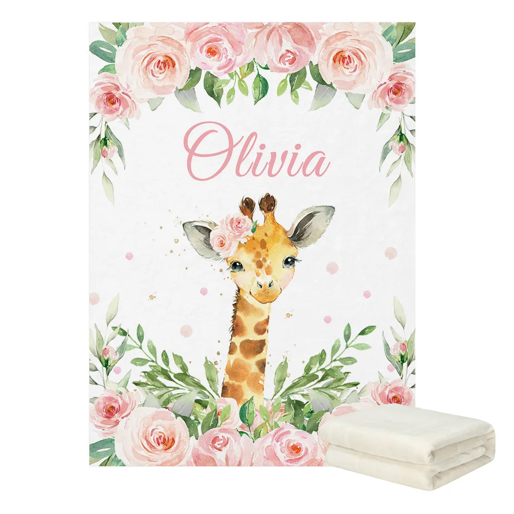 Custom Giraffe Jungle Pink Bedding Set