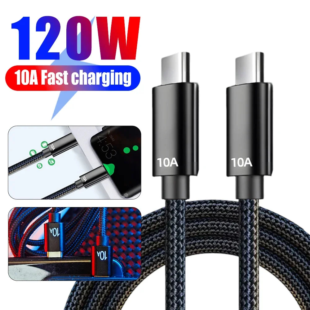 10A Fast Charging USB C Cable for iPhone Samsung Huawei