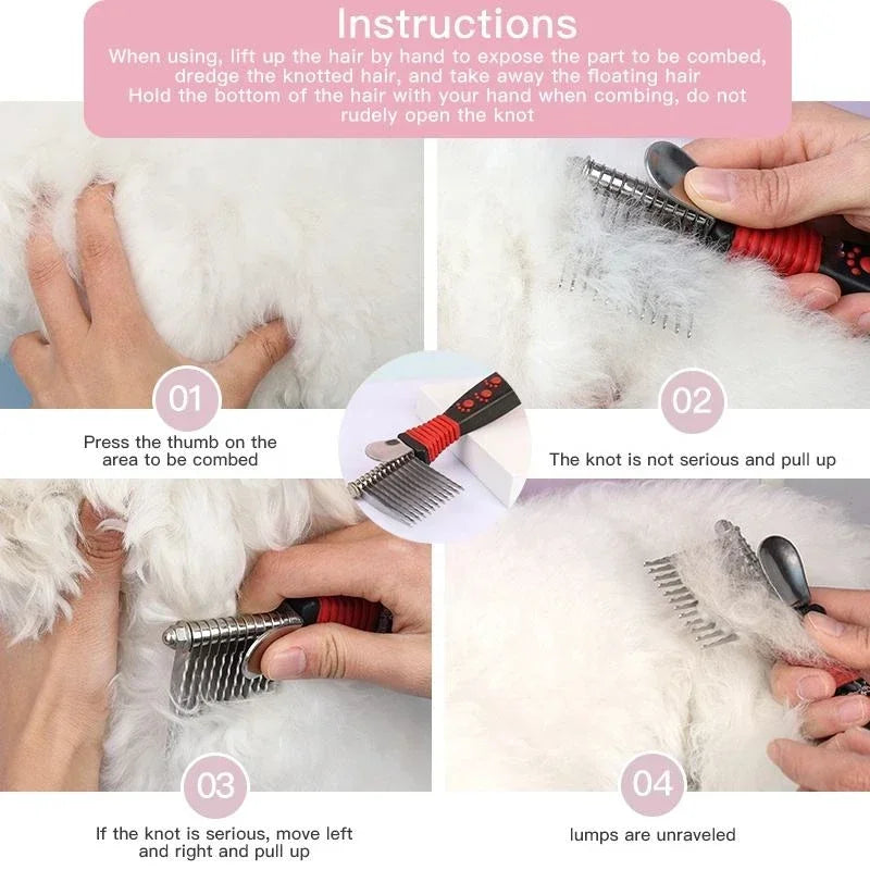 Pet Dematting Fur Rake Comb