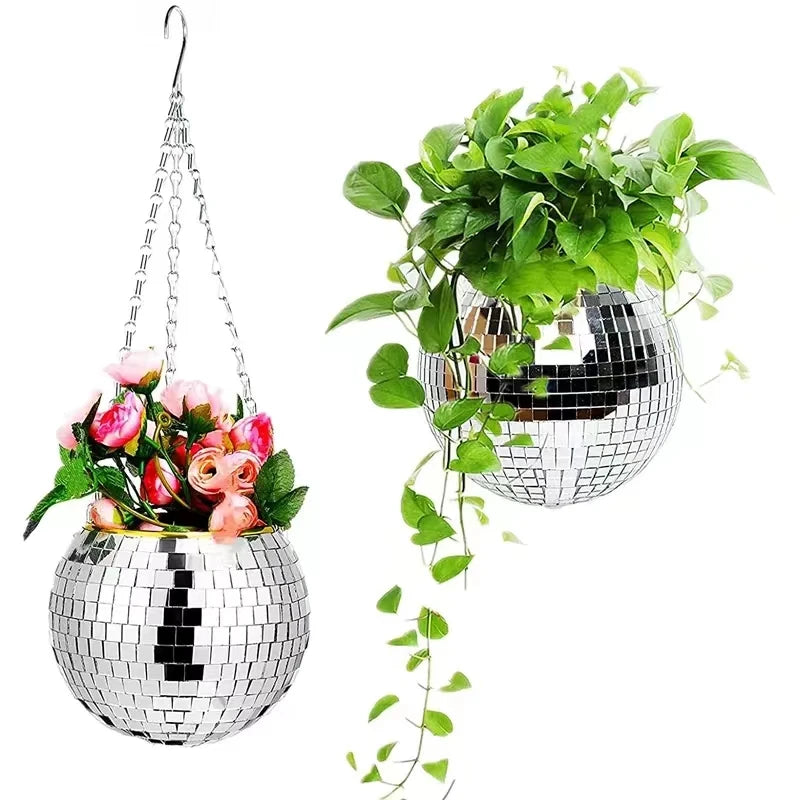 Disco Ball Hanging Planter - Retro Chic Garden Decor