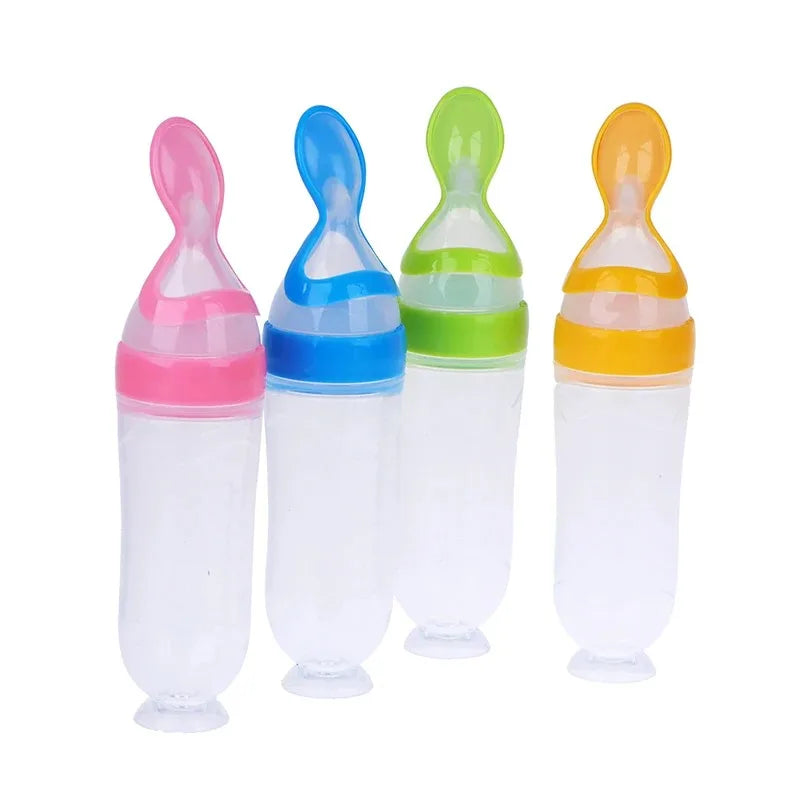 Baby Silicone Feeding Bottle & Training Spoon Set