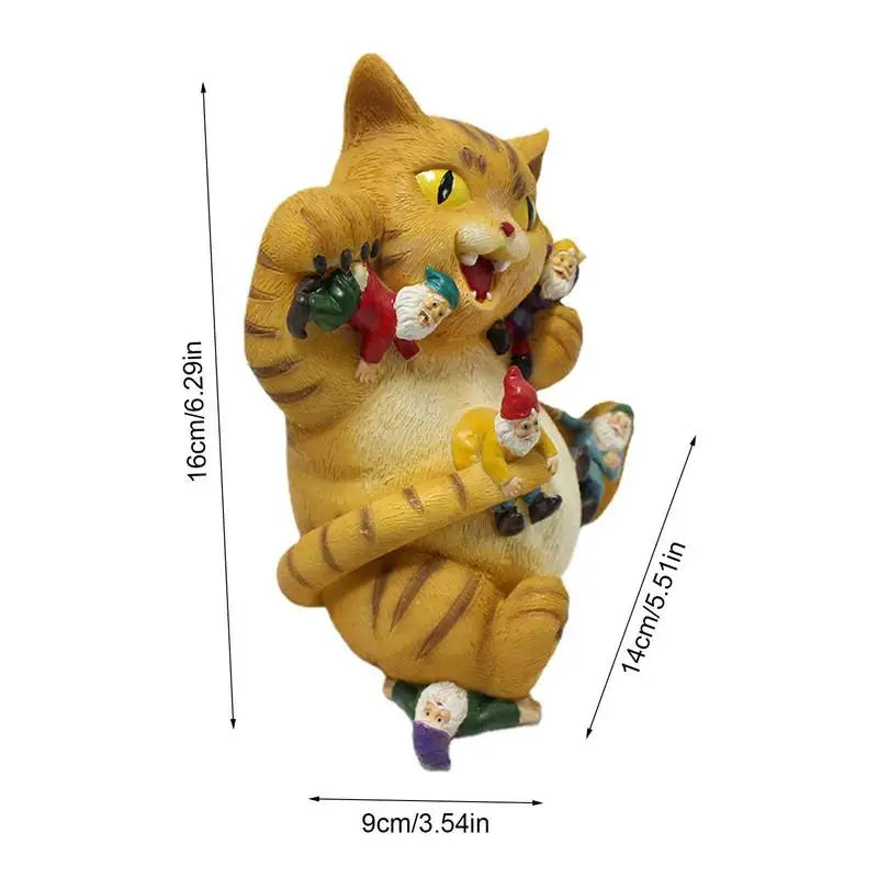 Funny Cat Gnome Garden Statue