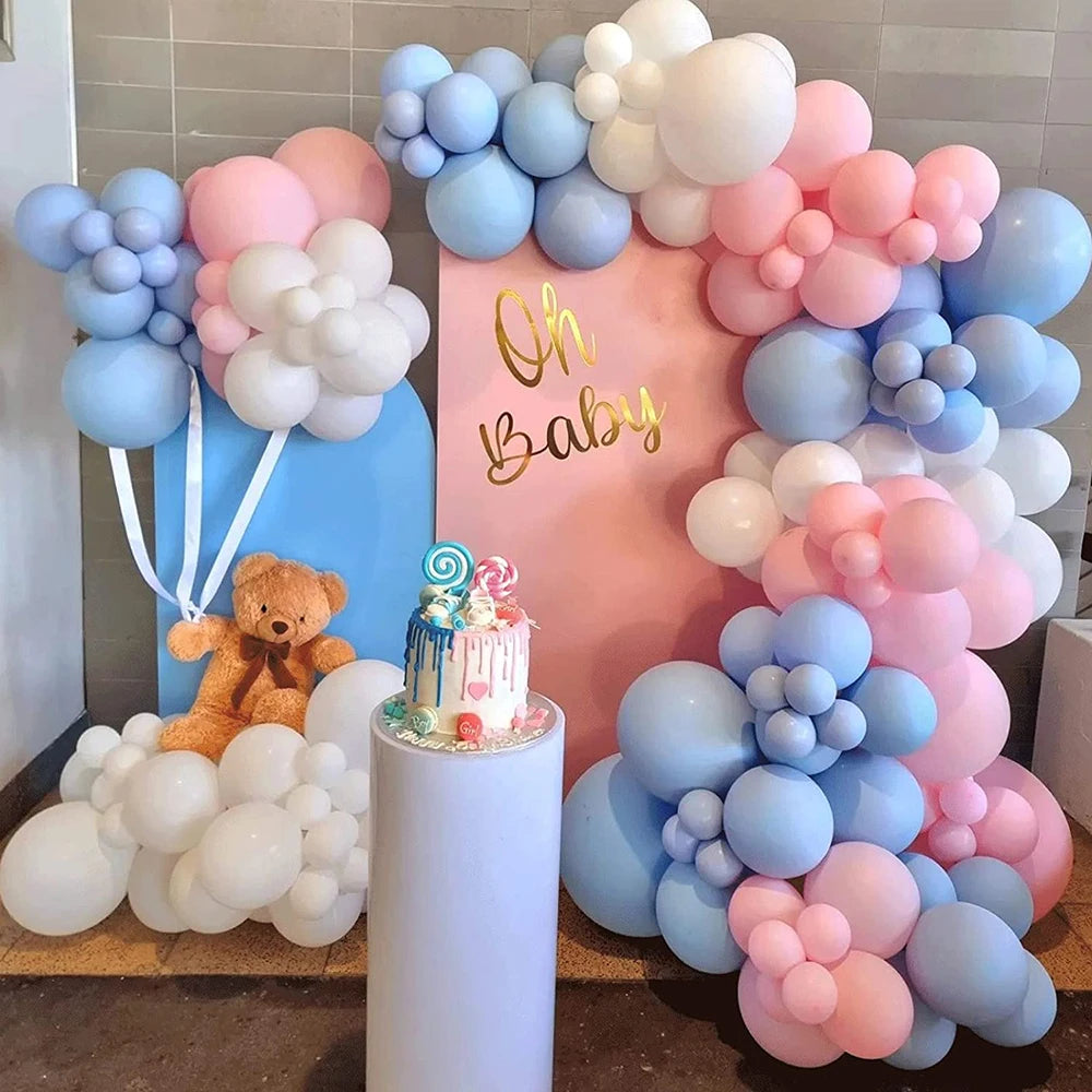 Pastel Pink Blue Balloons Garland Kit