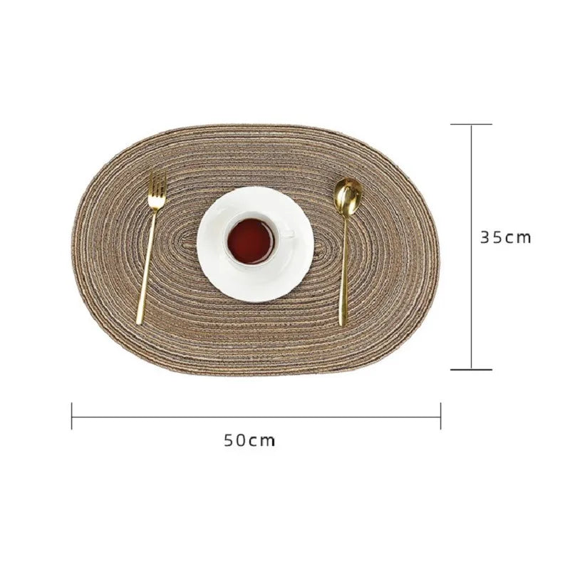 Set of 1/4/6/10 Oval Braided Placemats - Eco-Friendly & Durable