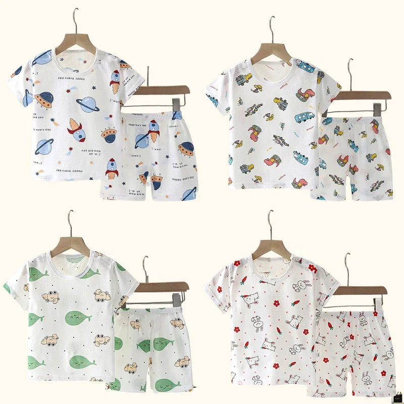 Kids Summer Cotton T-shirt Shorts Set